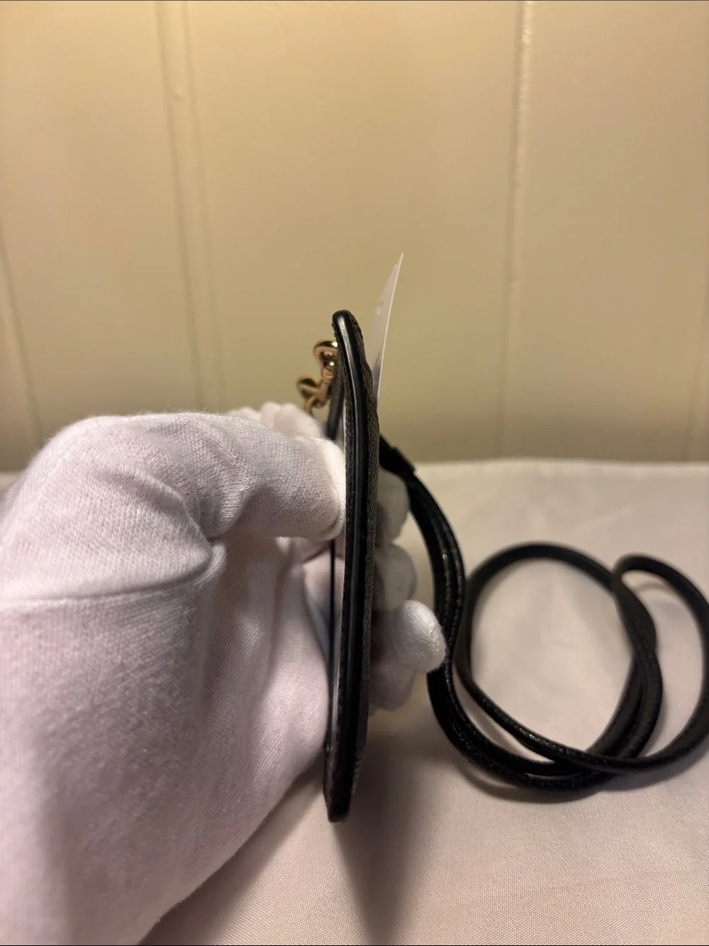 🏷️ NWT Coach ID Lanyard Badge Holder in Crossgrain Leather Black Gold